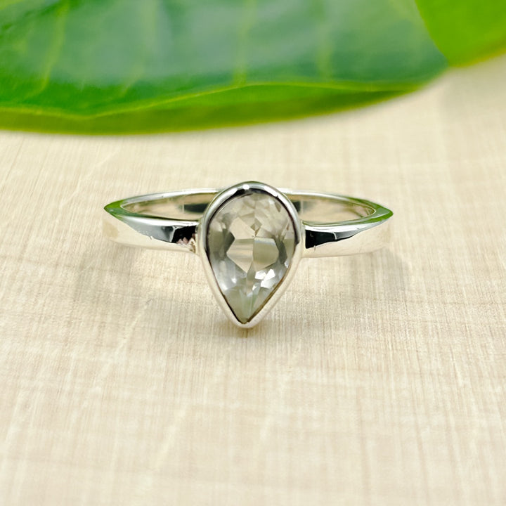 Satyaloka Quartz Pear Sterling Silver Ring Size 7