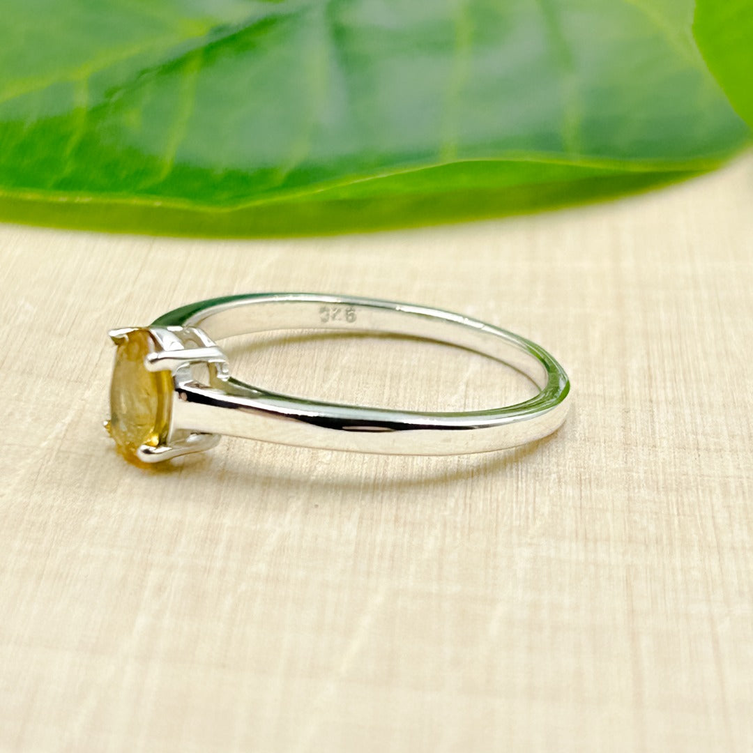 Citrine Oval 7x5  Sterling Silver Ring Size 8