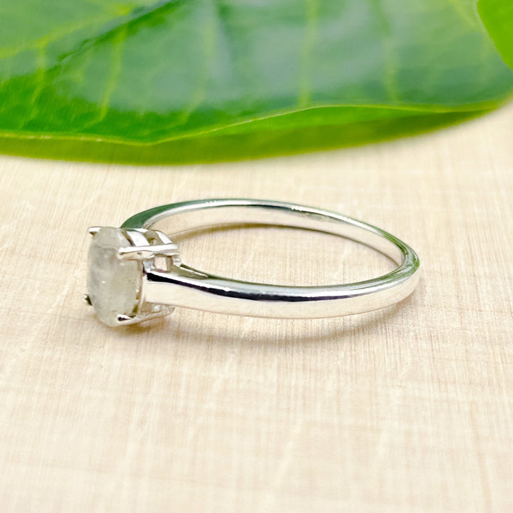 Rainbow Moonstone  Oval 7x5 Sterling Silver Ring Size 9