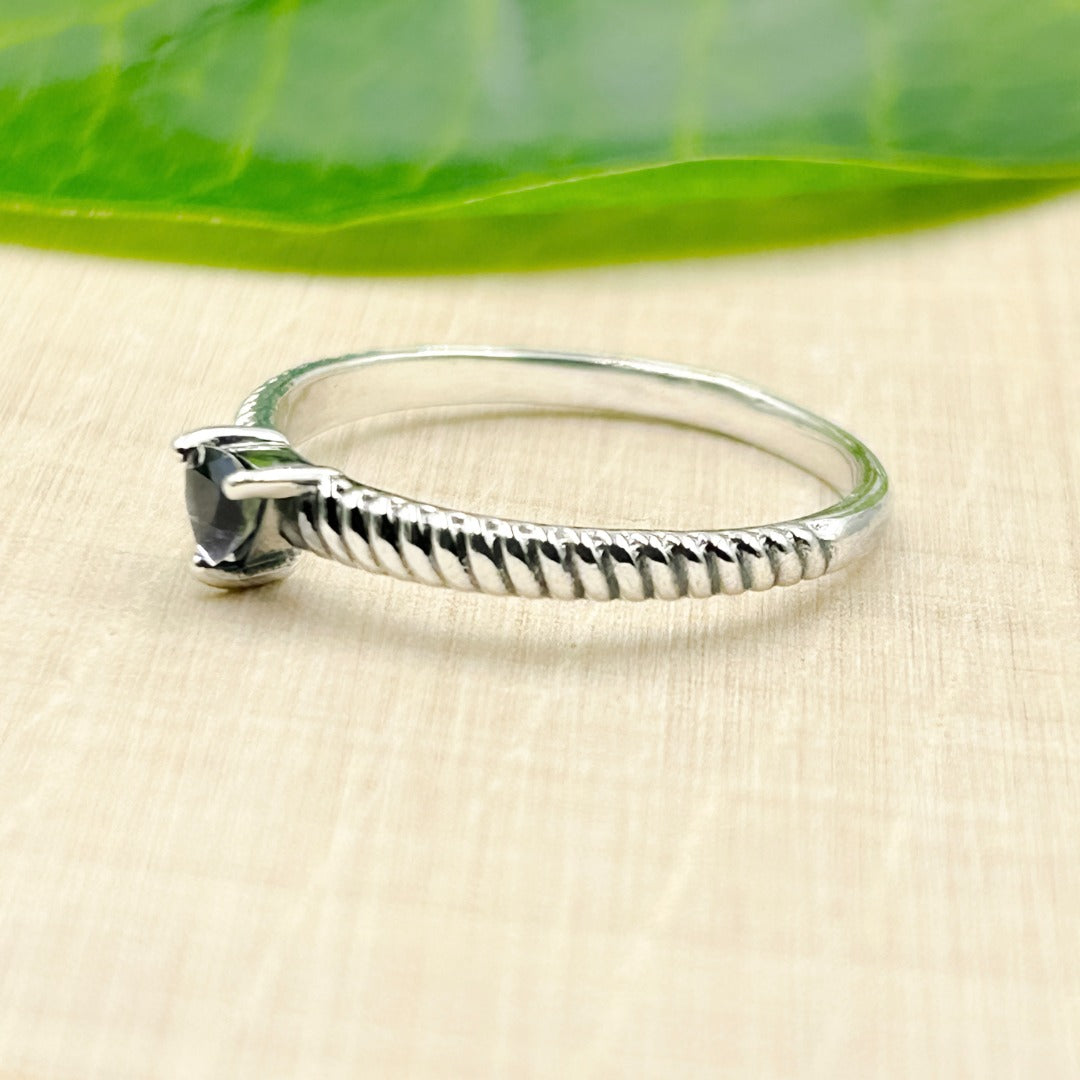 Iolite Trillion Sterling Silver Ring Size 7