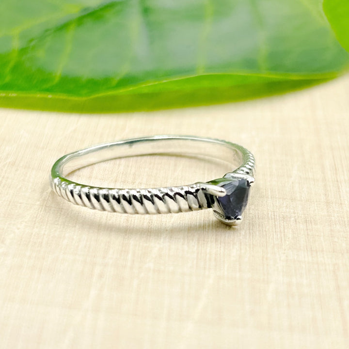 Iolite Trillion Sterling Silver Ring Size 7