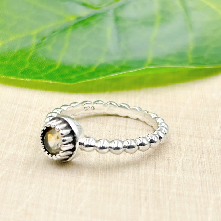 Citrine Ornate Sterling Silver Ring Size 8