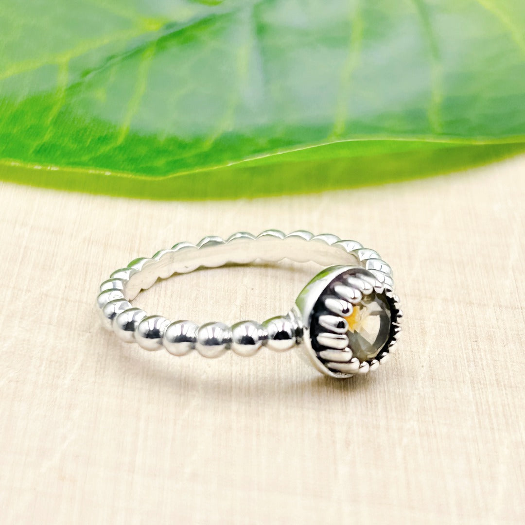 Citrine Ornate Sterling Silver Ring Size 9