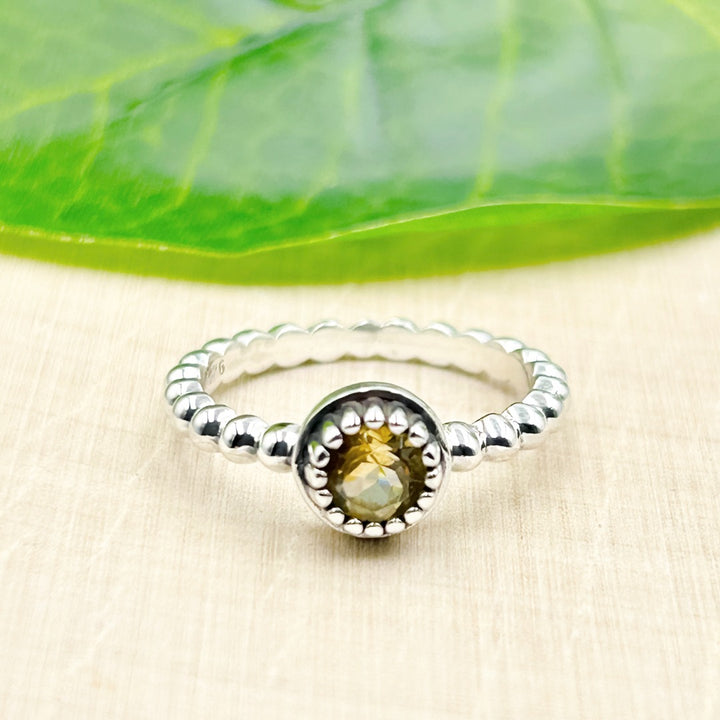 Citrine Ornate Sterling Silver Ring Size 7