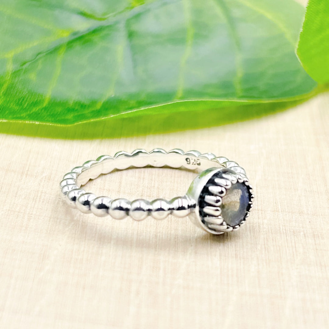 Labradorite Ornate Sterling Silver Ring Size 8