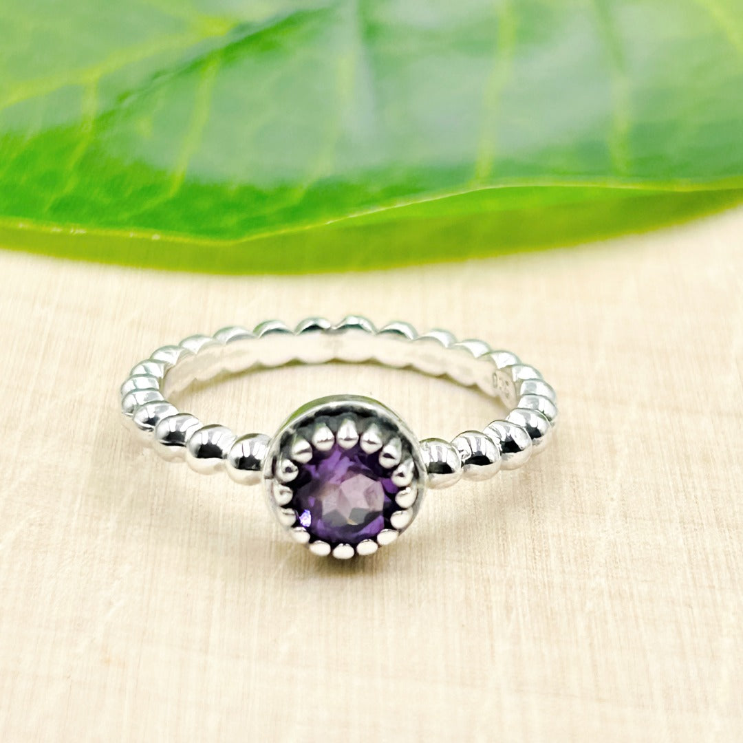 Bague En Argent Sterling Et Améthyste - Taille 9, Occasion - Couleur Argent Et Violet