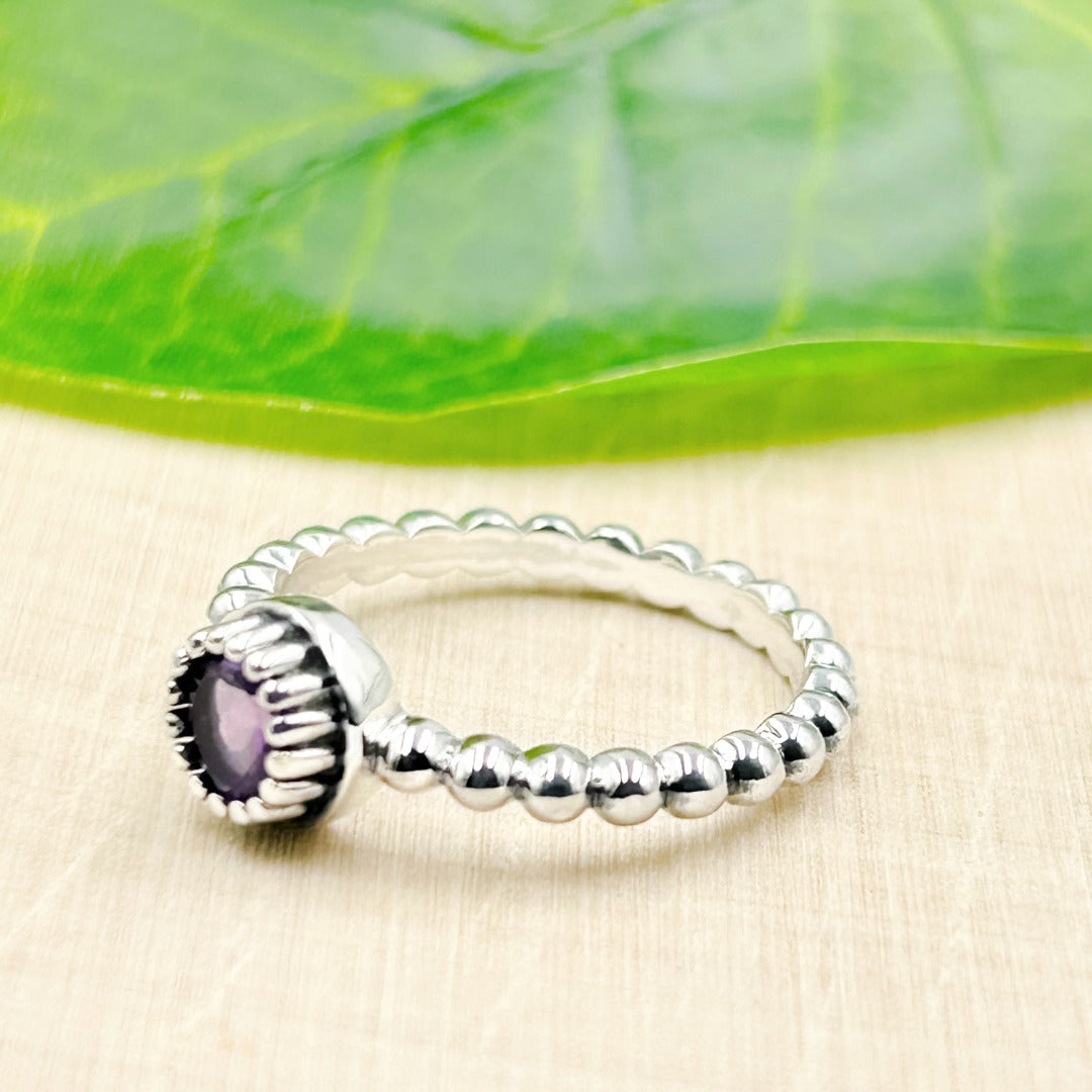 Amethyst Ornate Sterling Silver Ring Size 7