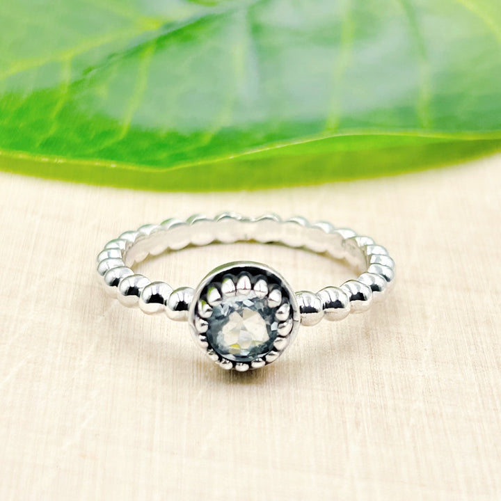 Blue Topaz Ornate Sterling Silver Ring Size 9