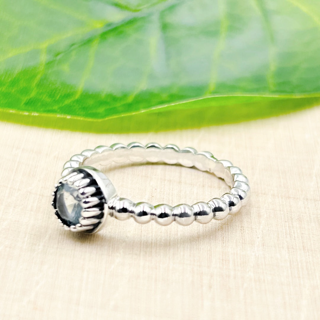 Blue Topaz Ornate Sterling Silver Ring Size 9