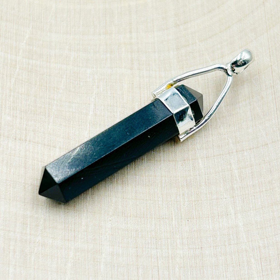 Shungite Sterling Silver Point Pendant