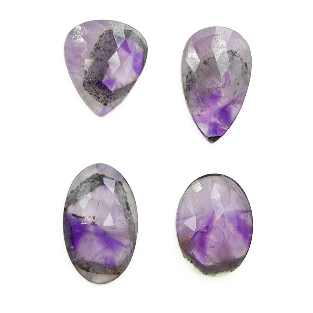 Amethyst Rose Cut Pear Shape Triapach Cabochons ( 521428 )