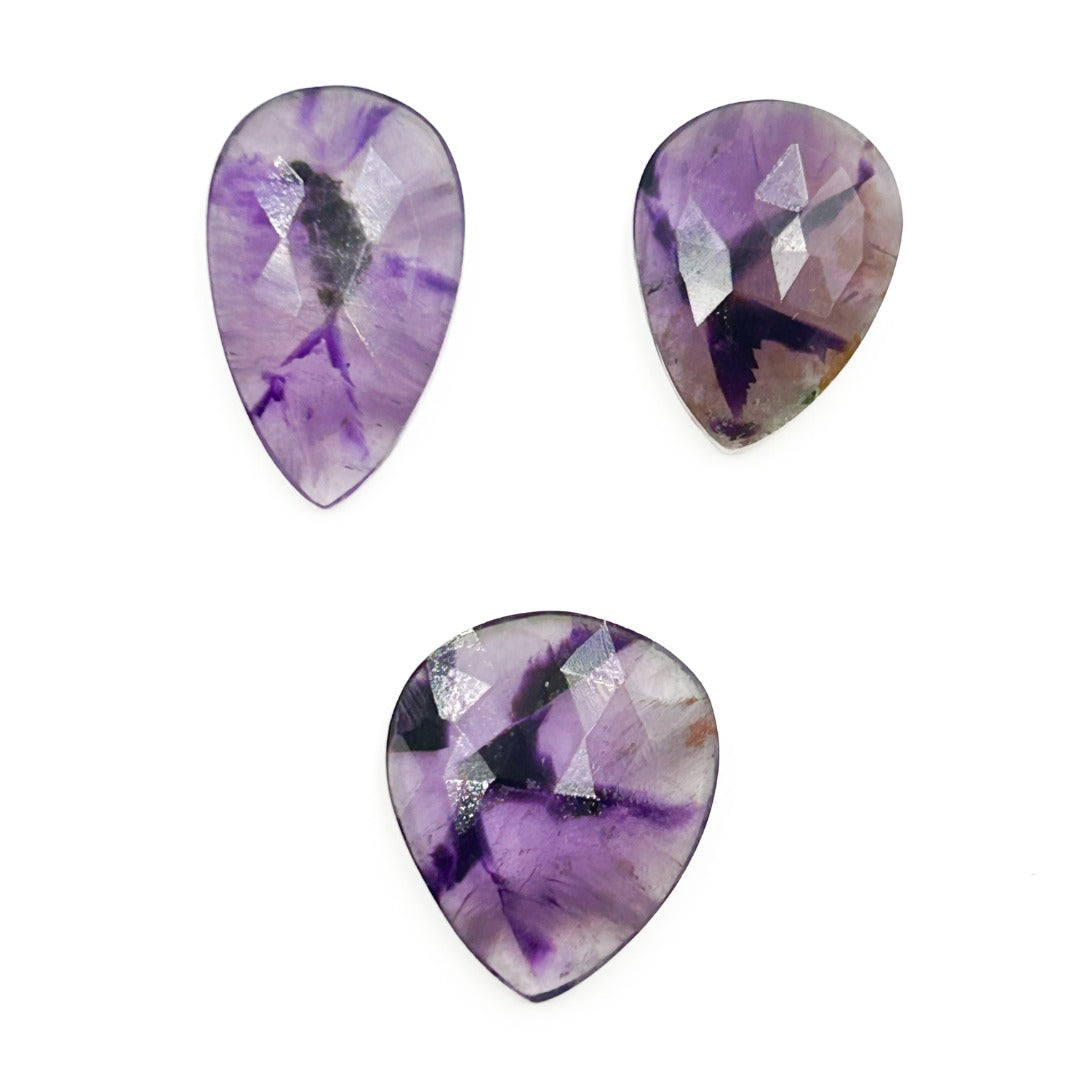 Amethyst Rose Cut Pear Shape Triapach Cabochons ( 915985 )