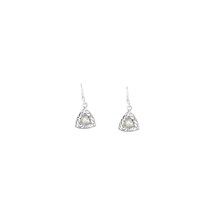 Libyan Desert Glass Sterling Silver Trillion Earrings  ( E9 )