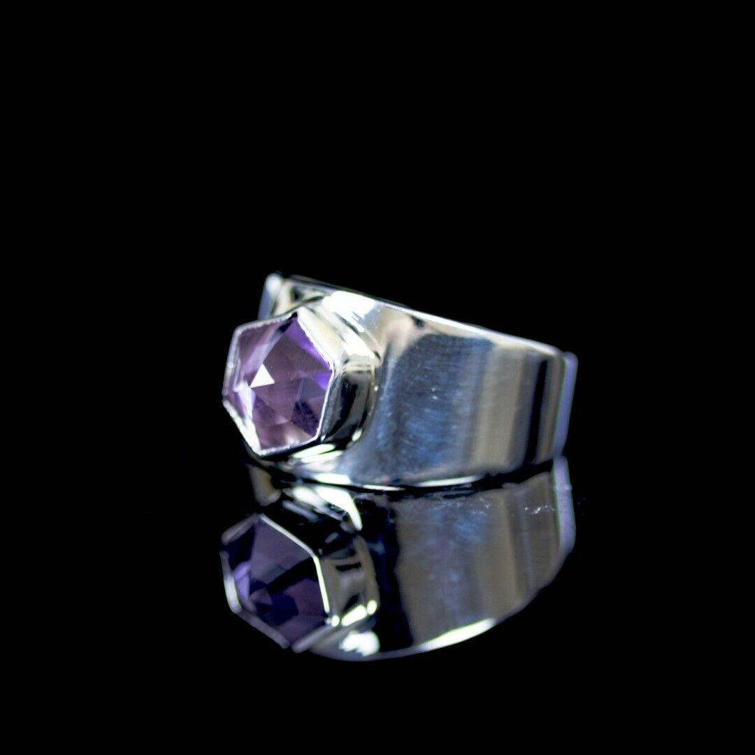 Lavender Amethyst Hexagon Sterling Silver Ring ( 607943)
