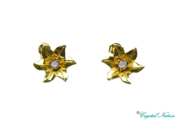 Cintamani Faceted 9 Carat Gold Flower Earrings  ( 308793)