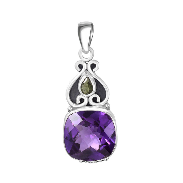 Alexandrite Moldavite Sterling Silver Pendant ( P127 )