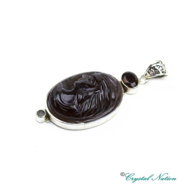 Moldavite Agni Manitite  Ladys Face Sterling Silver Pendant ( 475682)