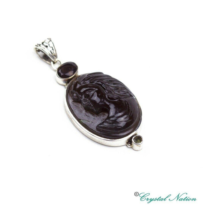 Moldavite Agni Manitite  Ladys Face Sterling Silver Pendant ( 475682)