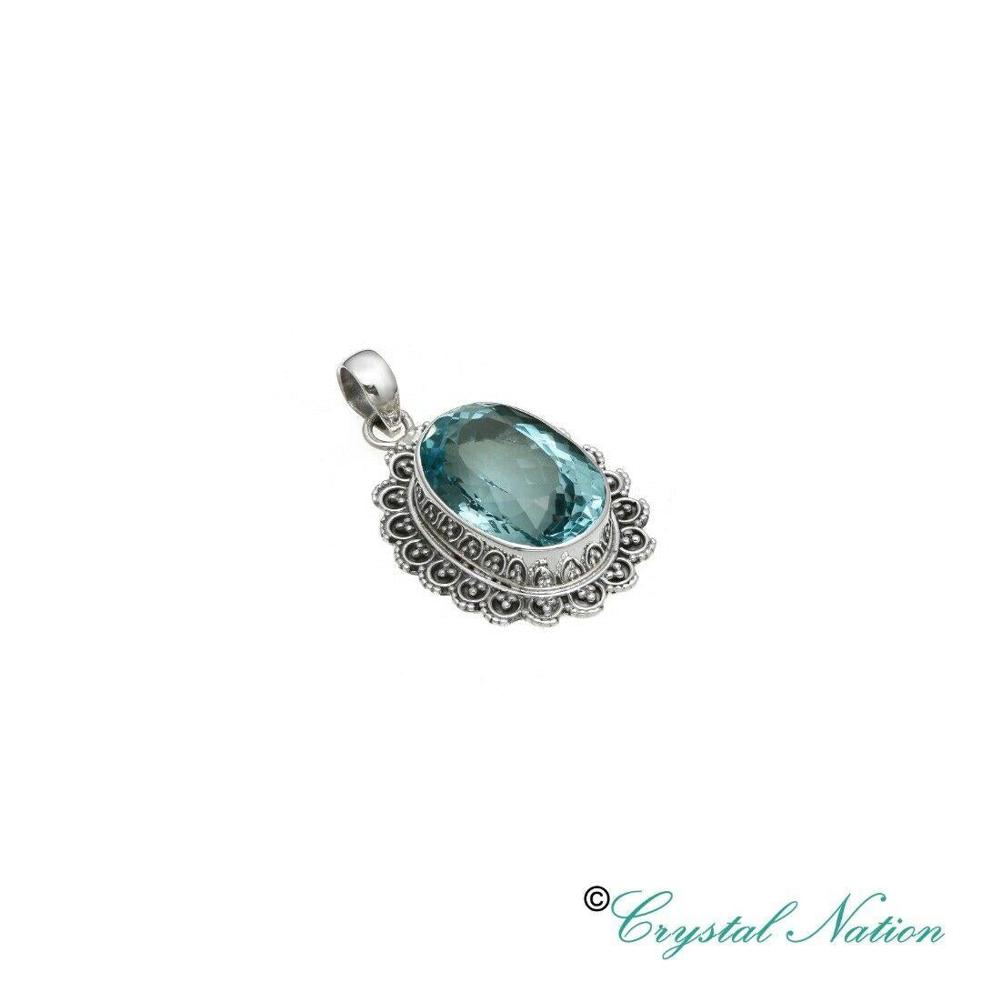 Blue Topaz Sterling Silver Pendant  ( 20588 )