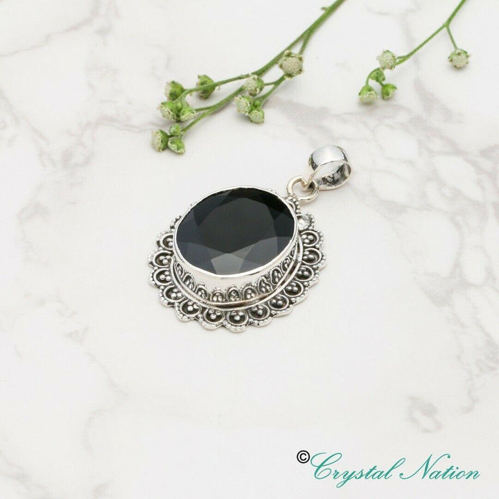 Garnet Faceted Sterling Silver Pendant ( 20619 )