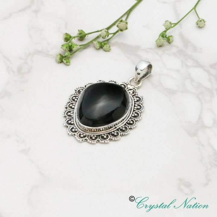Agni Manitite Cabochon Sterling Silver Pendant ( 20632 )