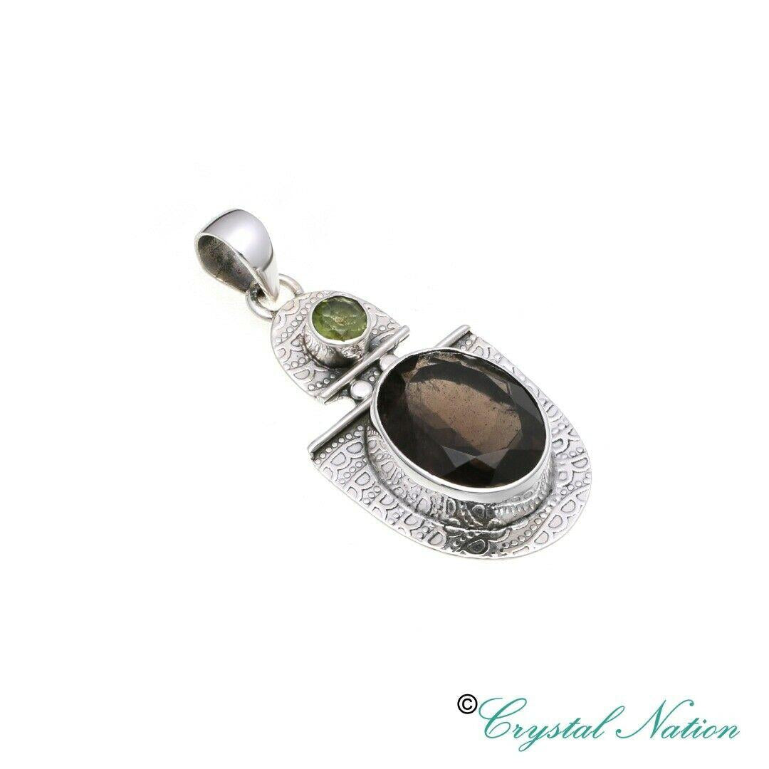 Cintamani Peridot Faceted Sterling Silver Pendant ( 20328 )