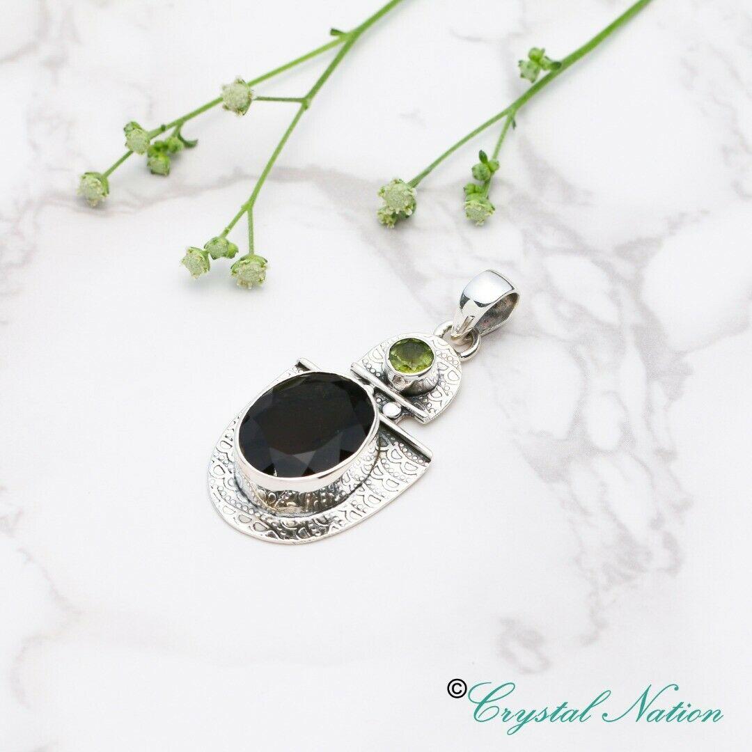 Cintamani Peridot Faceted Sterling Silver Pendant ( 20328 )
