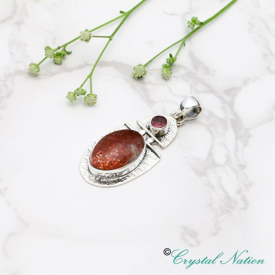 Gold Stone Tourmaline Sterling Silver Pendant ( 20333 )