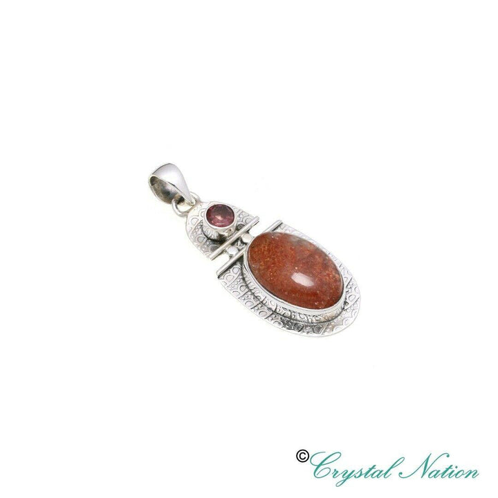 Gold Stone Tourmaline Sterling Silver Pendant ( 20333 )