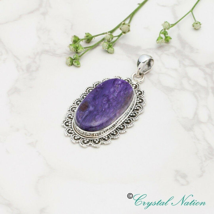 Charoite Sterling Silver Pendant  ( 20575 )
