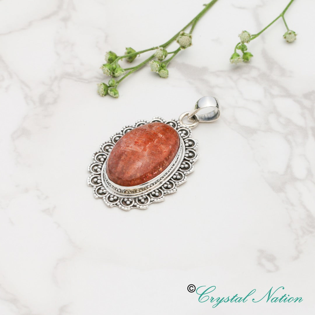 Gold Stone Sterling Silver Pendant ( 20631 )