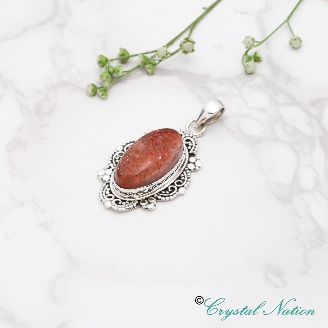 Gold Stone Sterling Silver Pendant ( 21138 )