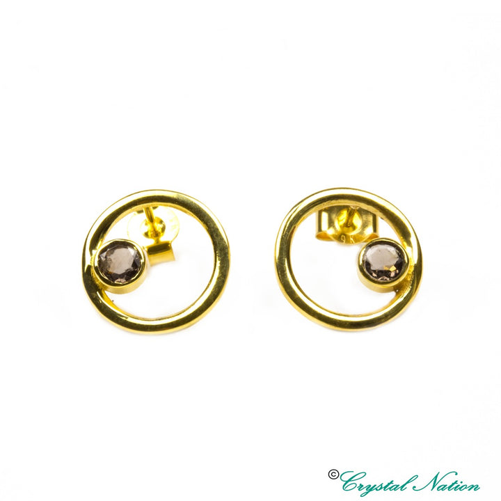 Cintamani Faceted 9 Carat Gold Circle Earrings ( 497948 )