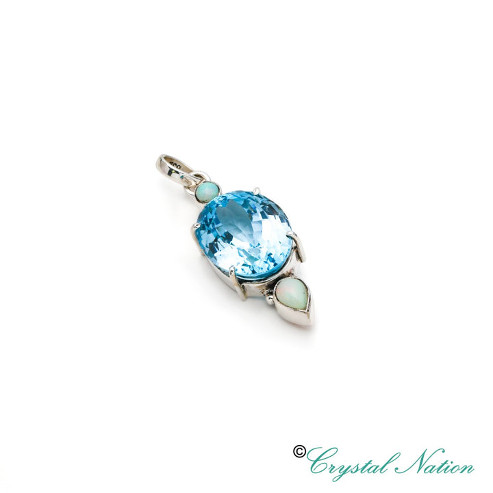 Blue Topaz Opal Sterling Silver Pendant  ( 21062 )