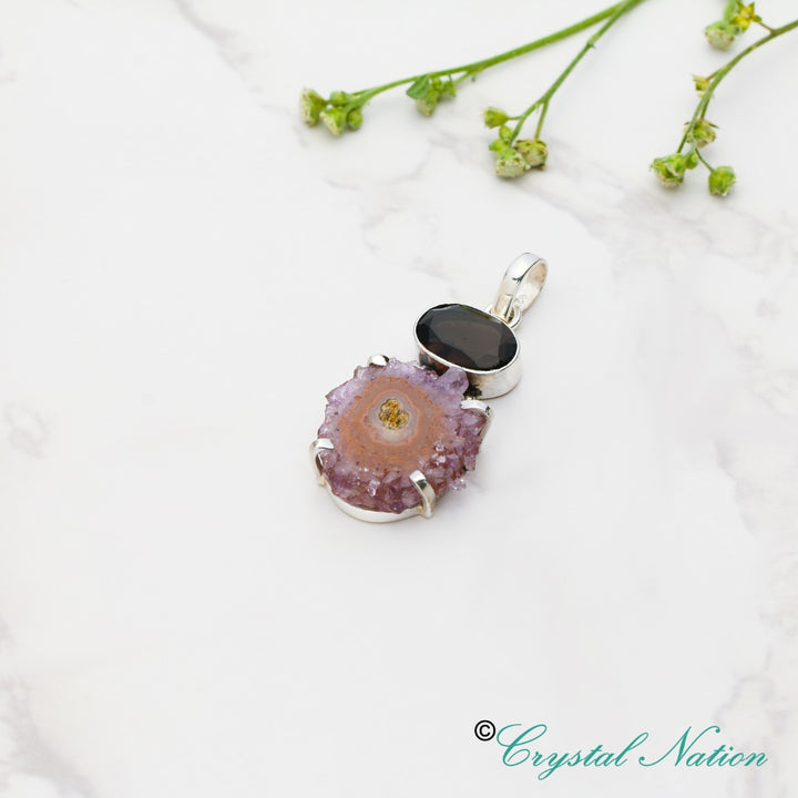 Cintamani Solar Quartz Faceted Sterling Silver Pendant~  ( 20753 )