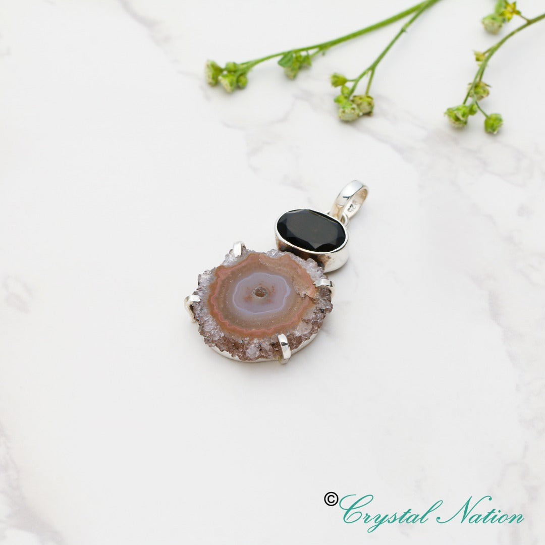 Cintamani Solar Quartz Faceted Sterling Silver Pendant~  ( 20746 )