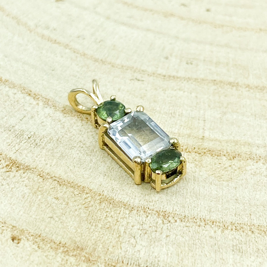 Moldavite Phenacite 12K Gold Pendant  ( 181362 )