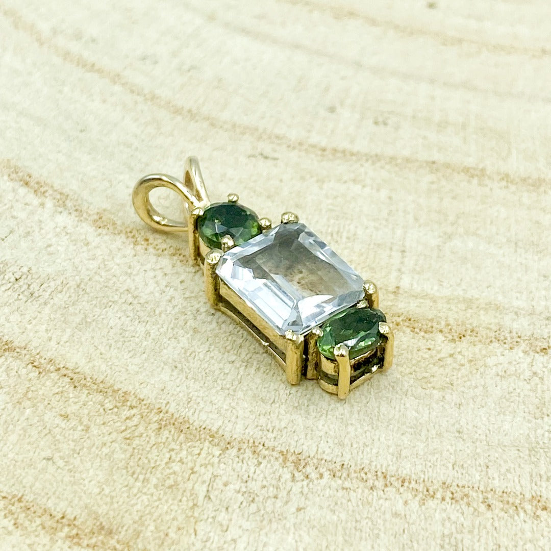 Moldavite Phenacite 12K Gold Pendant  ( 796958 )