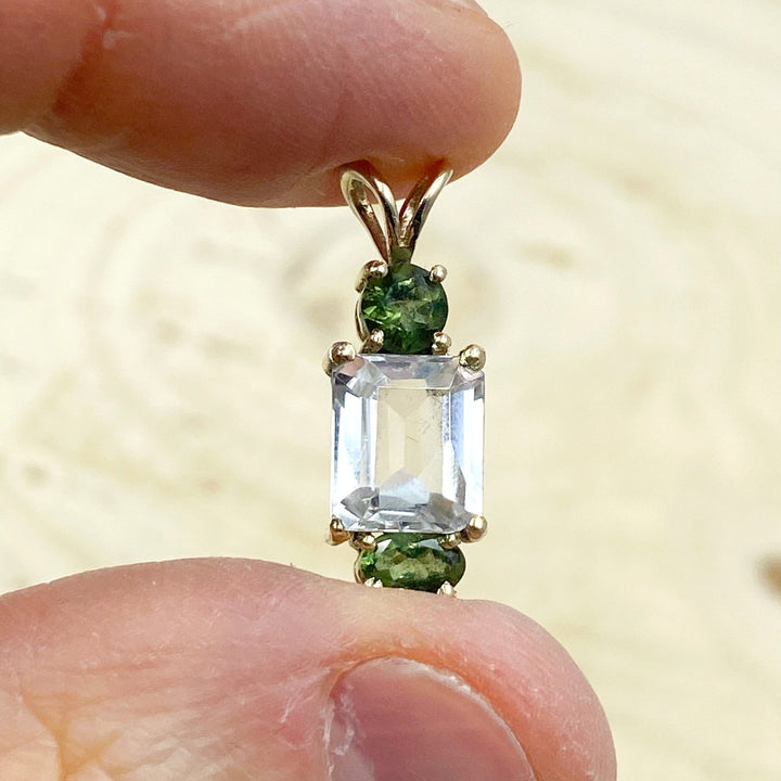 Moldavite Phenacite 12K Gold Pendant  ( 796958 )