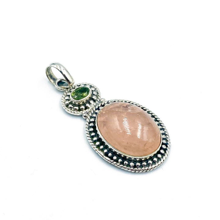 Moldavite Morganite Sterling Silver Pendant  ( P53 )