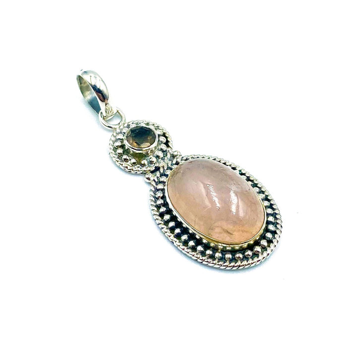 Moldavite Morganite Sterling Silver Pendant  ( P23 )