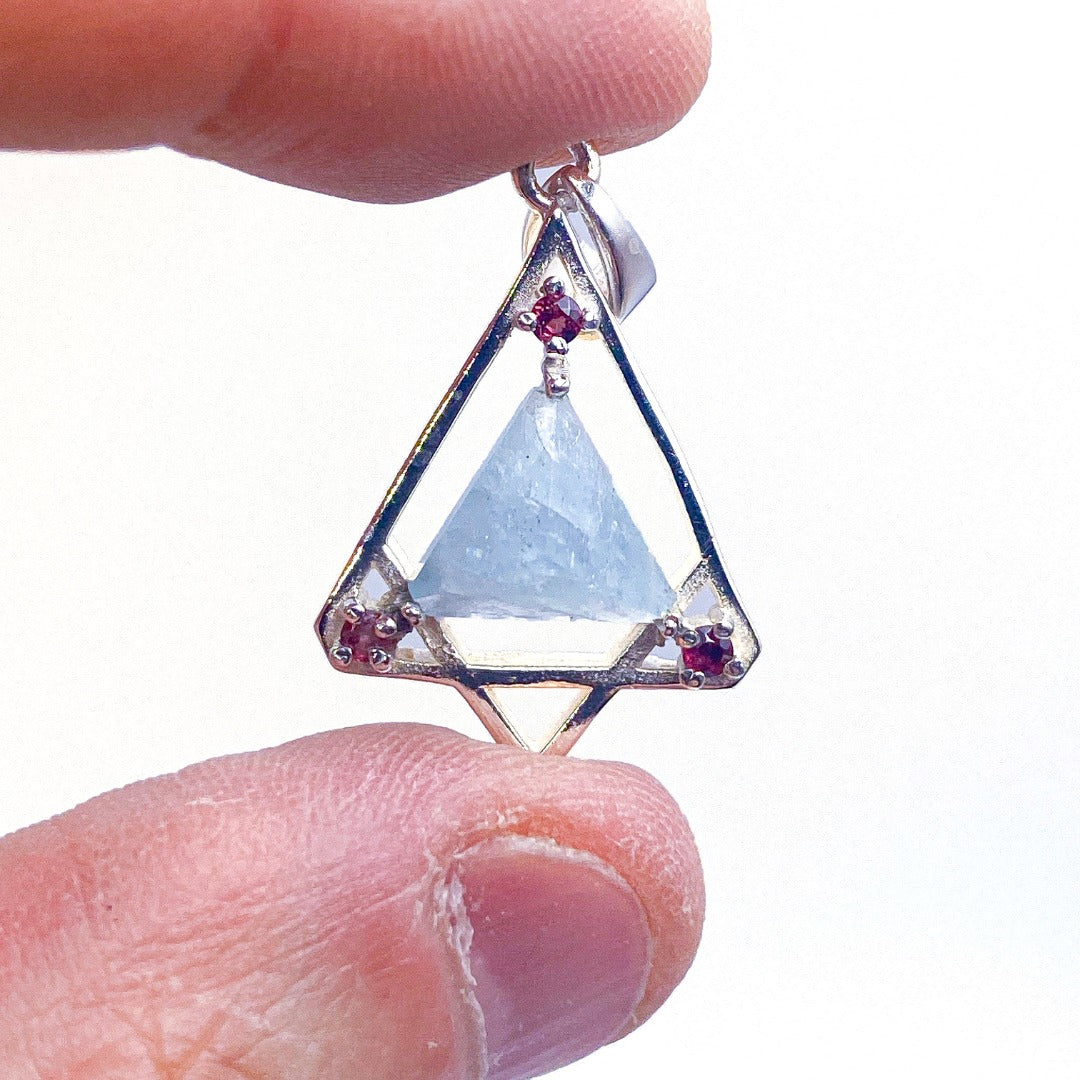 Aquamarine Sterling Silver Triangle Pendant ( 941893 )