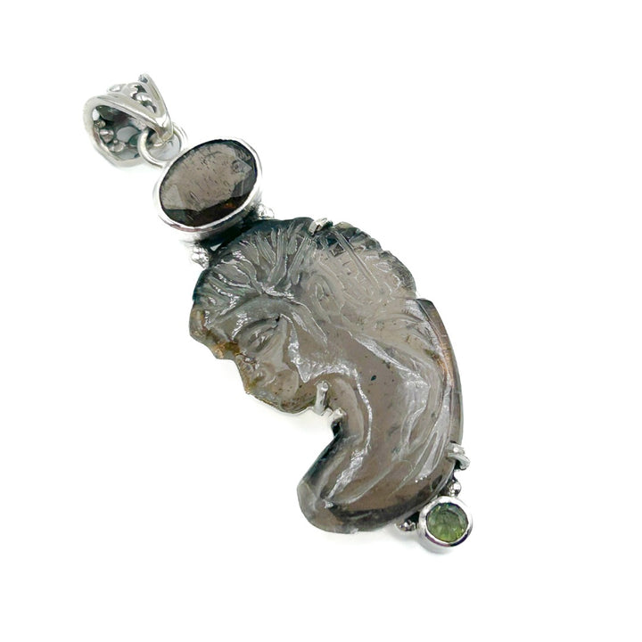 Agni Manitite Cintamani Ladies Head Sterling Silver Pendant ( 637485 )