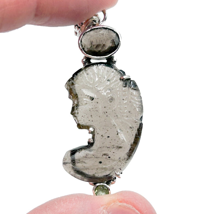 Agni Manitite Cintamani Ladies Head Sterling Silver Pendant ( 637485 )