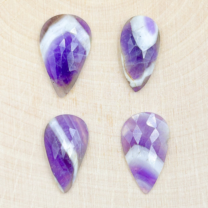 Amethyst Rose Cut Pear Shape Cabochons ( 466636 )