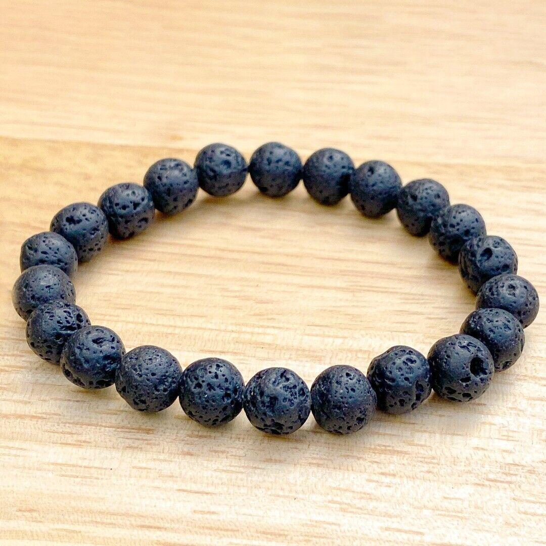 Black Lava Rock 8mm Beaded Healing Bracelet  ( 904253 )