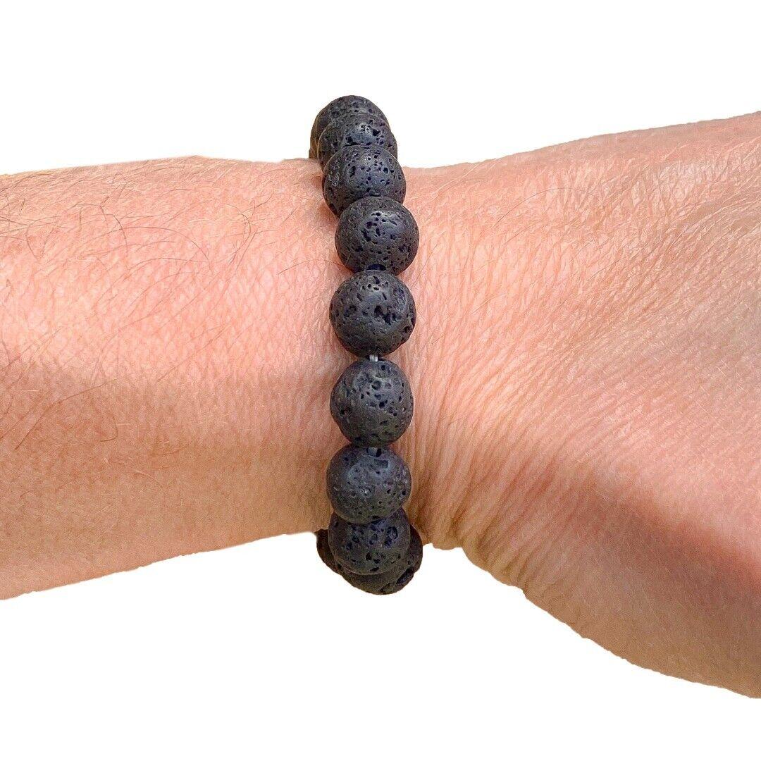 Black Lava Rock 8mm Beaded Healing Bracelet  ( 904253 )