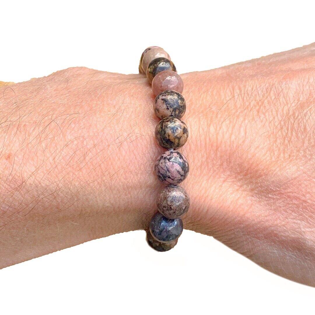 Rhodonite 8mm Beaded Healing Bracelet  ( 935517 )