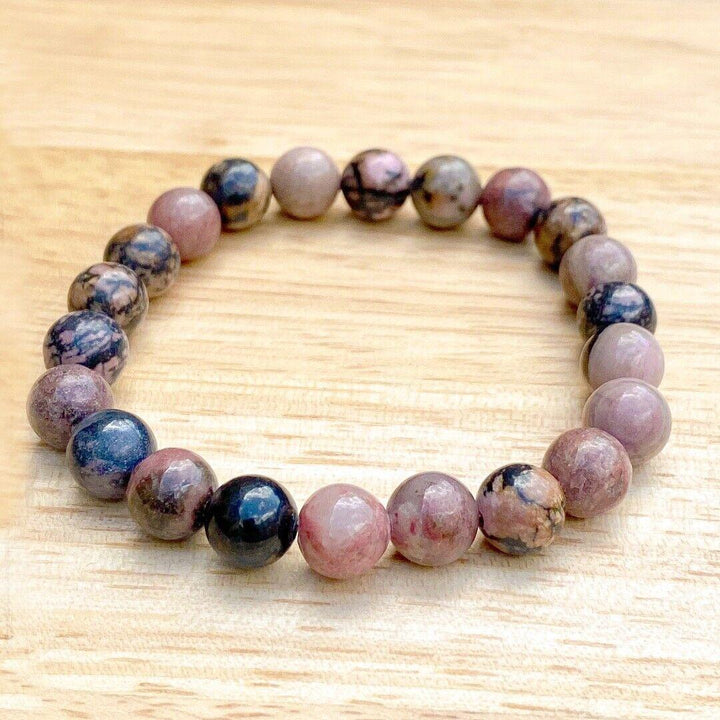 Rhodonite 8mm Beaded Healing Bracelet  ( 935517 )