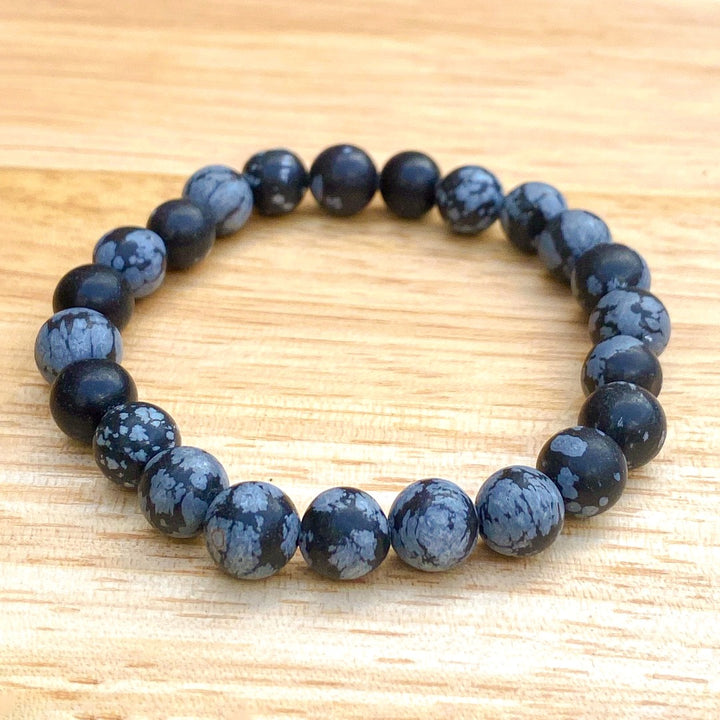 Snowflake Obsidian 8mm Beaded Healing Bracelet  ( 172165 )